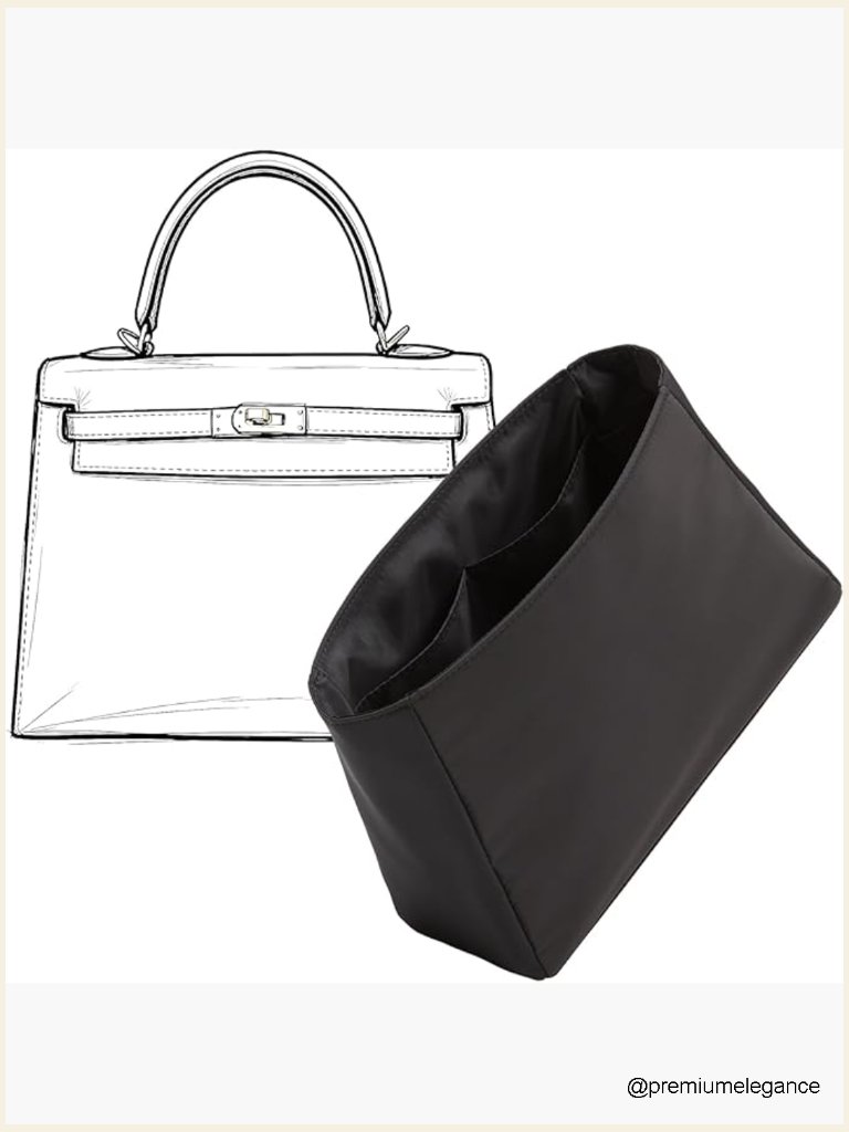Soft Nylon Kelly 28 Purse Organizer Insert With Multiple Pockets